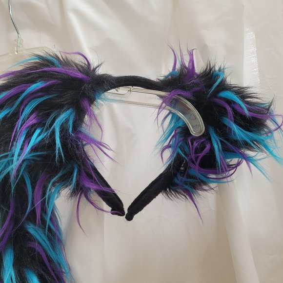 PAWS Cosplay Tail and Ears Purple and Turquoise - Picture 3 of 7